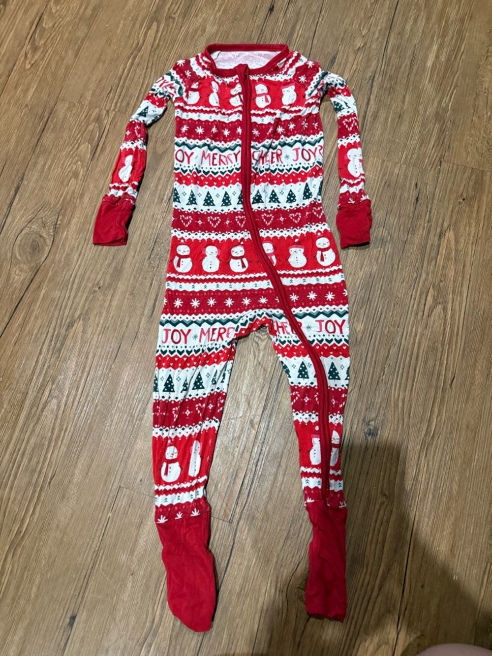Little Sleepies Red Holiday Snowman Zippy Size 3T